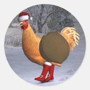 Adesivo Redondo Orange Rooster Papai Noel