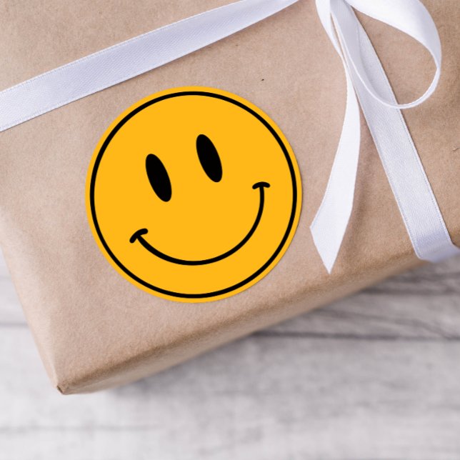Adesivo Redondo Orange Smiley One Happy Dud/Gal Birthday Stickers (Criador carregado)