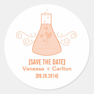 Adesivo Redondo Orange Sweet Chemistry Save the Date Stickers
