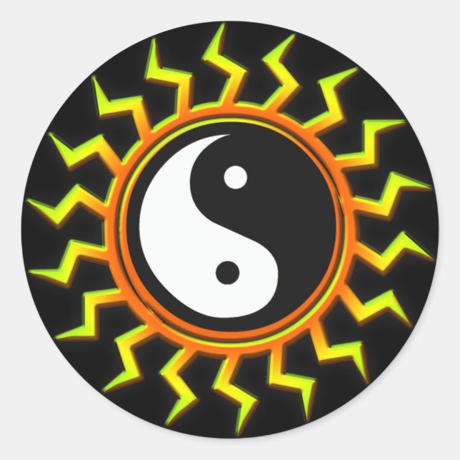 Adesivo Redondo Orange Yin Yang Balanced Sun (Frente)