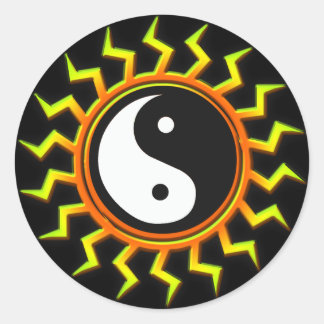 Adesivo Redondo Orange Yin Yang Balanced Sun