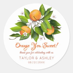 Adesivo Redondo Orange You Sweet Fruta Casamento