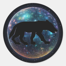 Adesivo Redondo Orb Espacial do Lobo Picado