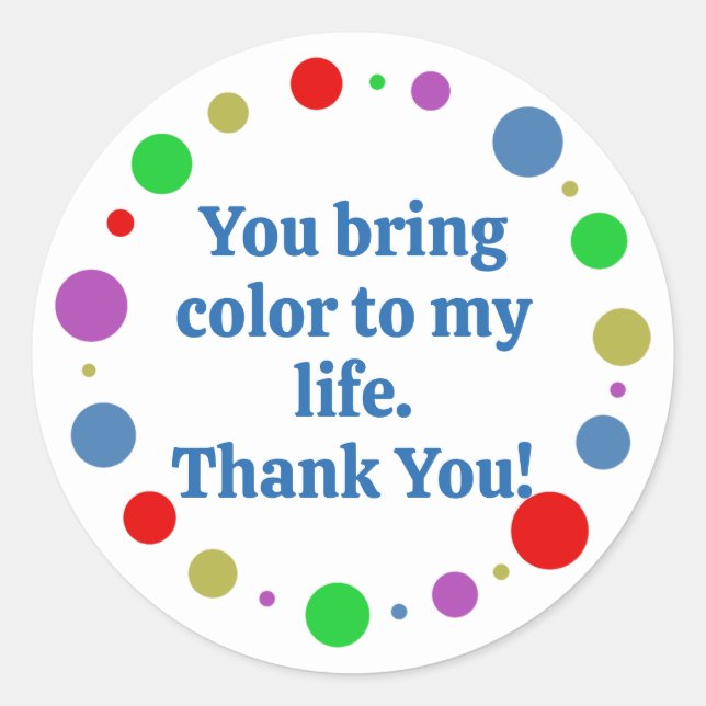 Adesivo Redondo Órbita Colorida Personalizada Obrigado (Frente)