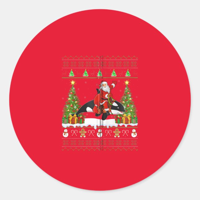 Adesivo Redondo orca christmas pajama (Frente)