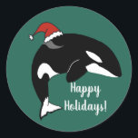 Adesivo Redondo Orca Killer Whale Christmas<br><div class="desc">Orca - Baleia Assassina</div>