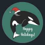 Adesivo Redondo Orca Killer Whale Christmas<br><div class="desc">Orca - Baleia Assassina</div>