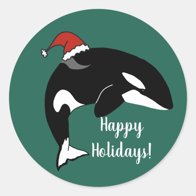 Adesivo Redondo Orca Killer Whale Christmas (Frente)
