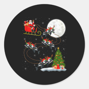 Adesivo Redondo Orca Papai Noel Trenó Voador Divertido Mágico Nata