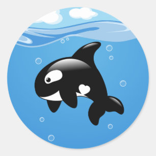 Adesivo Redondo Orca pequena bonito no Aqua