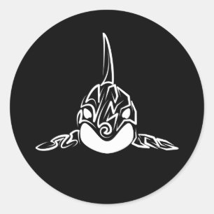 Adesivo Redondo Orca Tribal Negra