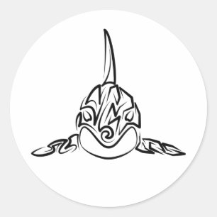Adesivo Redondo Orca Tribal Negra