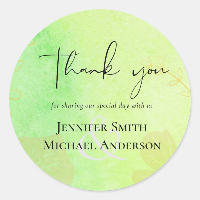 Adesivo Redondo Orçamento de casamento aquarela azul verde-teal Le (Frente)