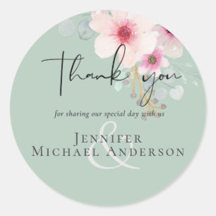 Adesivo Redondo Orçamento de Script Floral de Casamento Floral de