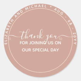 Adesivo Redondo ORÇAMENTO Favor de Agradecimento Terracota Monocro