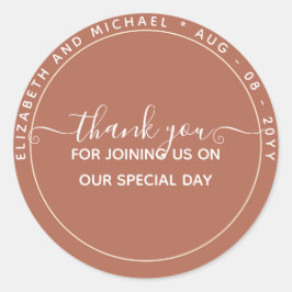 Adesivo Redondo ORÇAMENTO Favor de Agradecimento Terracota Monocro