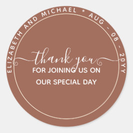 Adesivo Redondo ORÇAMENTO Favor de Agradecimento Terracota Monocro