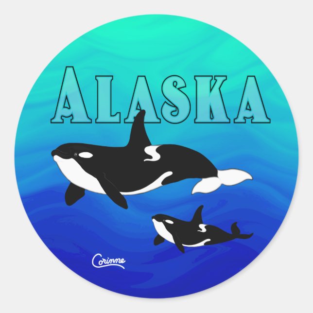 Adesivo Redondo Orcas Alaska - Envelope Stickers (Frente)