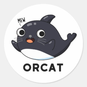 Adesivo Redondo Orcat Funny Cat Orca Pun