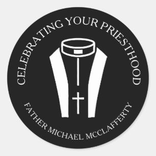 Adesivo Redondo Ordenação Preta e Branca do Colar de Sacerdotios