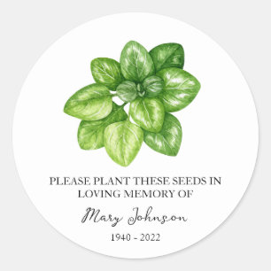 Adesivo Redondo Orégano Memorial Funeral Seed Packet