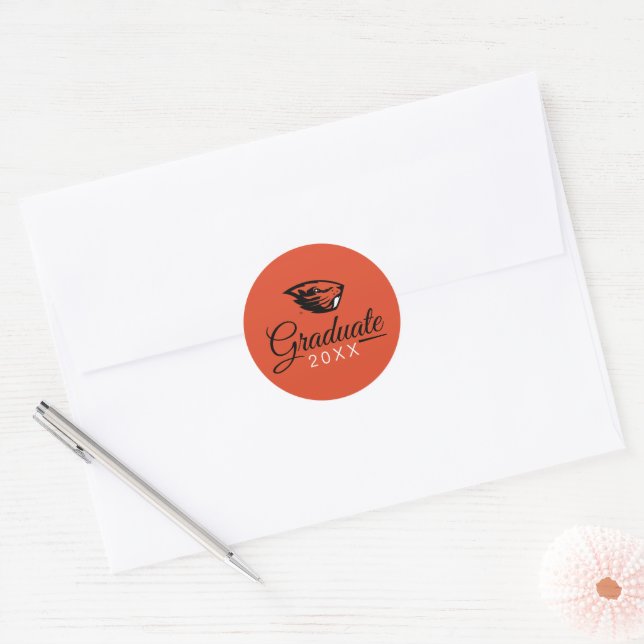 Adesivo Redondo Oregon State Beavers | Cabeça de castor (Envelope)