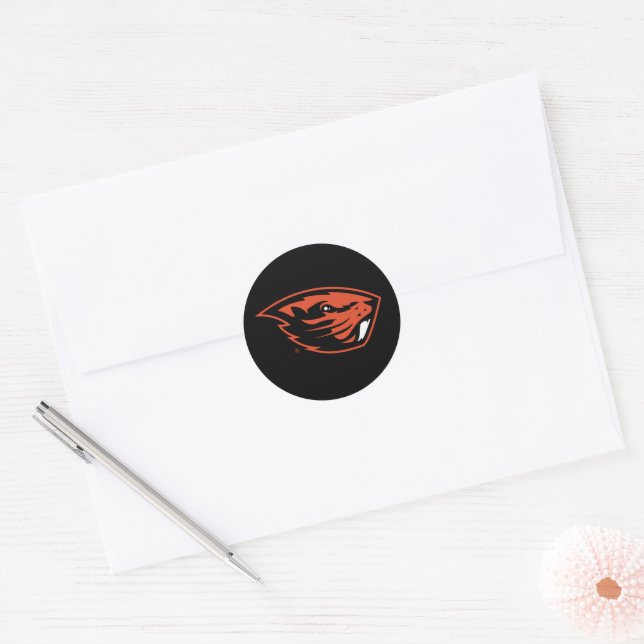 Adesivo Redondo Oregon State Beavers | Cabeça de castor (Envelope)