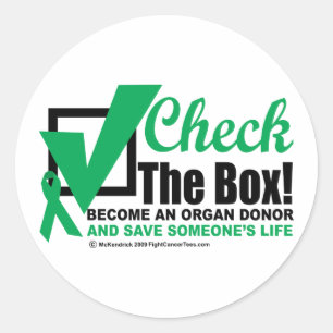 Adesivo Redondo Organ Donor Check the Box