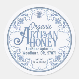 Adesivo Redondo Orgânico ARTISAN HONEY Farmhouse Blue Bee