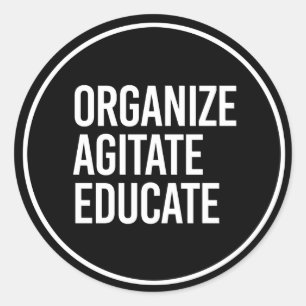 Adesivo Redondo ORGANIZE AGITAM EDUCAM - - o branco -