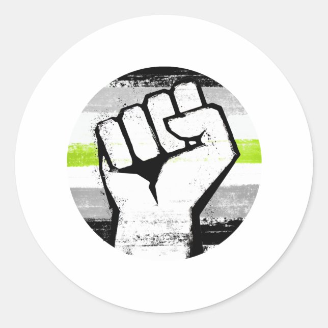 Adesivo Redondo Orgulho Agênero Punho Círculo Impressão (Frente)