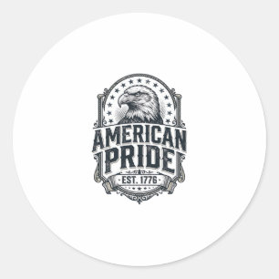 Adesivo Redondo Orgulho Americano Águia Camisa Patriótica Vintage 