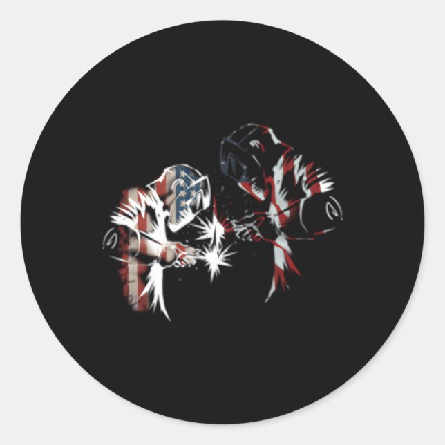 Adesivo Redondo Orgulho americano Welder Americano Bandeira Americ (Frente)