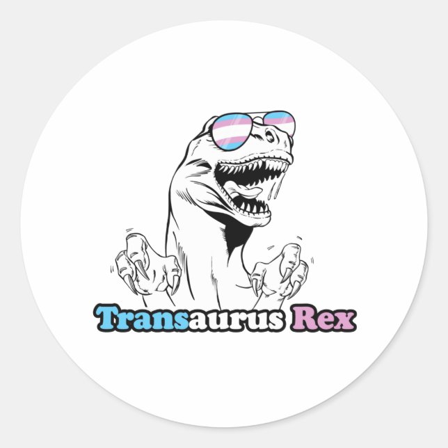 Adesivo Redondo Orgulho Animal - Transaurus Rex (Frente)