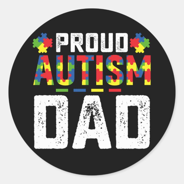 Adesivo Redondo Orgulho Autismo Conhecimento do Pai Família Autist (Frente)