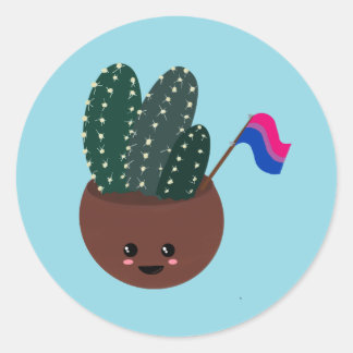 Adesivo Redondo Orgulho Bissexual Cactus