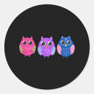 Adesivo Redondo Orgulho Bissexual Owl Bi LGBTQ