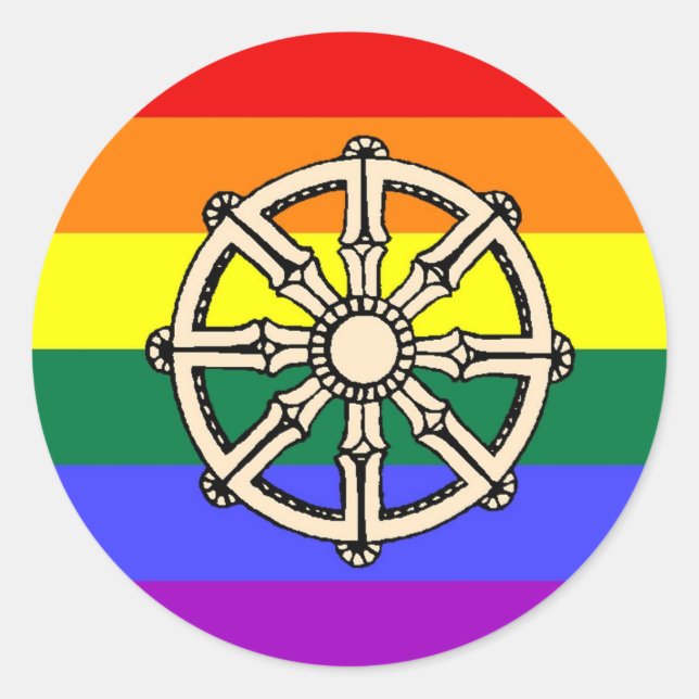 Adesivo Redondo Orgulho Budista gay (Frente)
