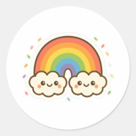 Adesivo Redondo Orgulho Colorido do Arco-Íris Kawaii