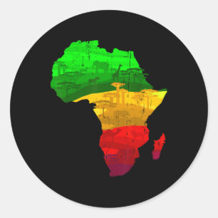 Adesivo Redondo Orgulho da África Mapeia Orgulho Verde Amarelo Ver