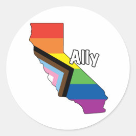 Adesivo Redondo Orgulho da Califórnia - Sinalizador Ally Progress
