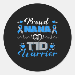 Adesivo Redondo Orgulho Da Nana Do Guerreiro T1D Tipo 1: Awarenes