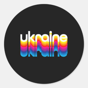 Adesivo Redondo Orgulho da Ucrânia - Gráfico Colorido de Arco-íris
