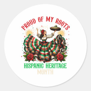 Adesivo Redondo Orgulho Das Minhas Raízes Herança Hispânica Latino