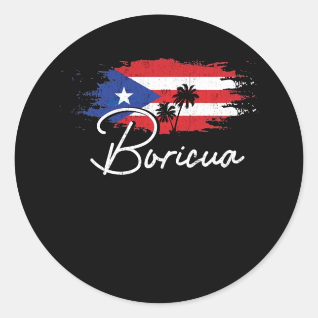 Adesivo Redondo Orgulho de Bandeira Porto Rico Boricua Porto Rico (Frente)