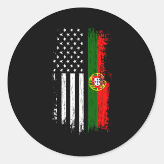 Adesivo Redondo Orgulho de Bandeira Português-Americano