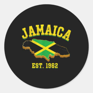 Adesivo Redondo Orgulho de Mapa da Bandeira jamaicana do Dia da In