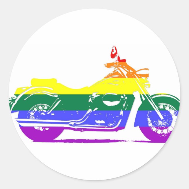 Adesivo Redondo Orgulho de Motocicleta GLBT (Frente)