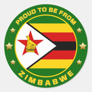 Adesivo Redondo Orgulho De Ser Do Zimbábue