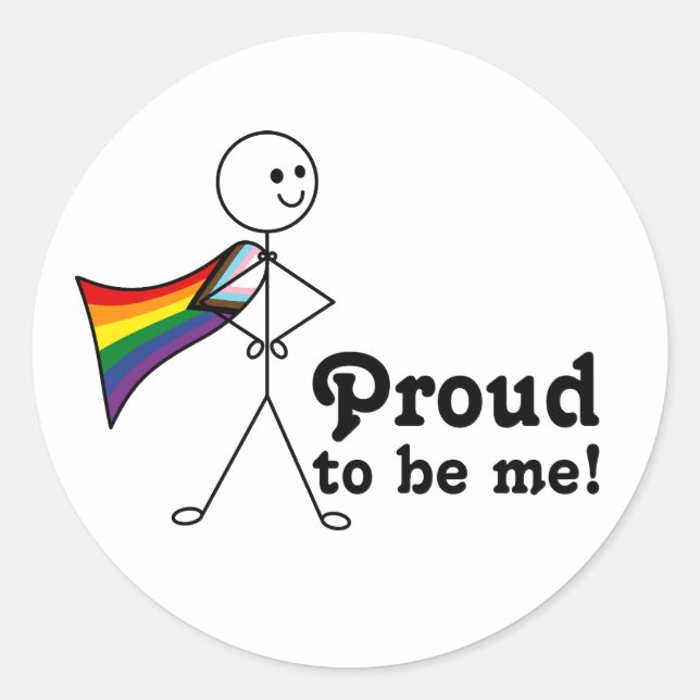 Adesivo Redondo Orgulho de ser eu LGBTQ+ Rainbow Quasar Progress P (Frente)